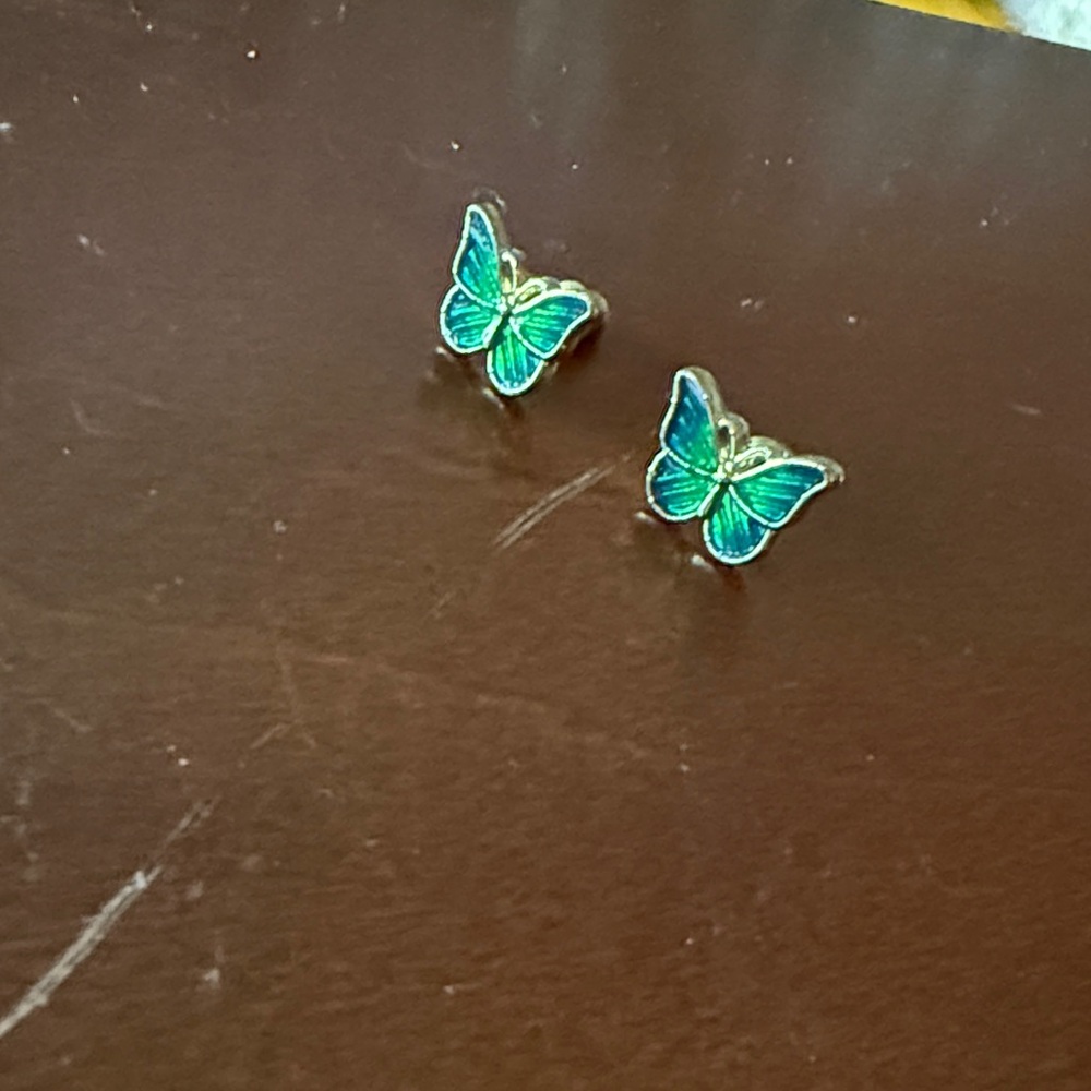 Green Butterfly Earrings